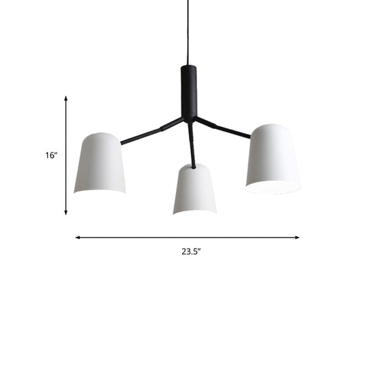 Iron Bell Shade Chandelier Nordic Simple Pendant Light in Black and White for Study Room Clearhalo 'Ceiling Lights' 'Chandeliers' 'Modern Chandeliers' 'Modern' Lighting' 189844