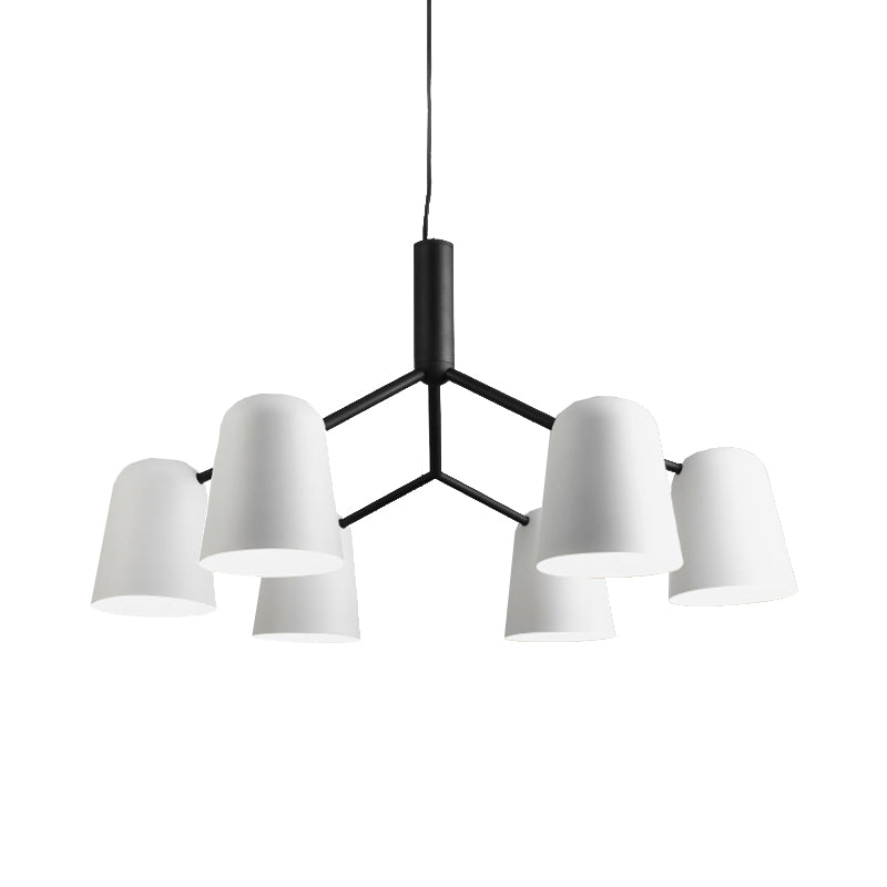 Iron Bell Shade Chandelier Nordic Simple Pendant Light in Black and White for Study Room Clearhalo 'Ceiling Lights' 'Chandeliers' 'Modern Chandeliers' 'Modern' Lighting' 189846