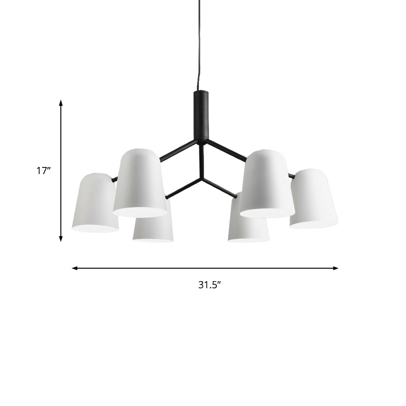 Iron Bell Shade Chandelier Nordic Simple Pendant Light in Black and White for Study Room Clearhalo 'Ceiling Lights' 'Chandeliers' 'Modern Chandeliers' 'Modern' Lighting' 189847