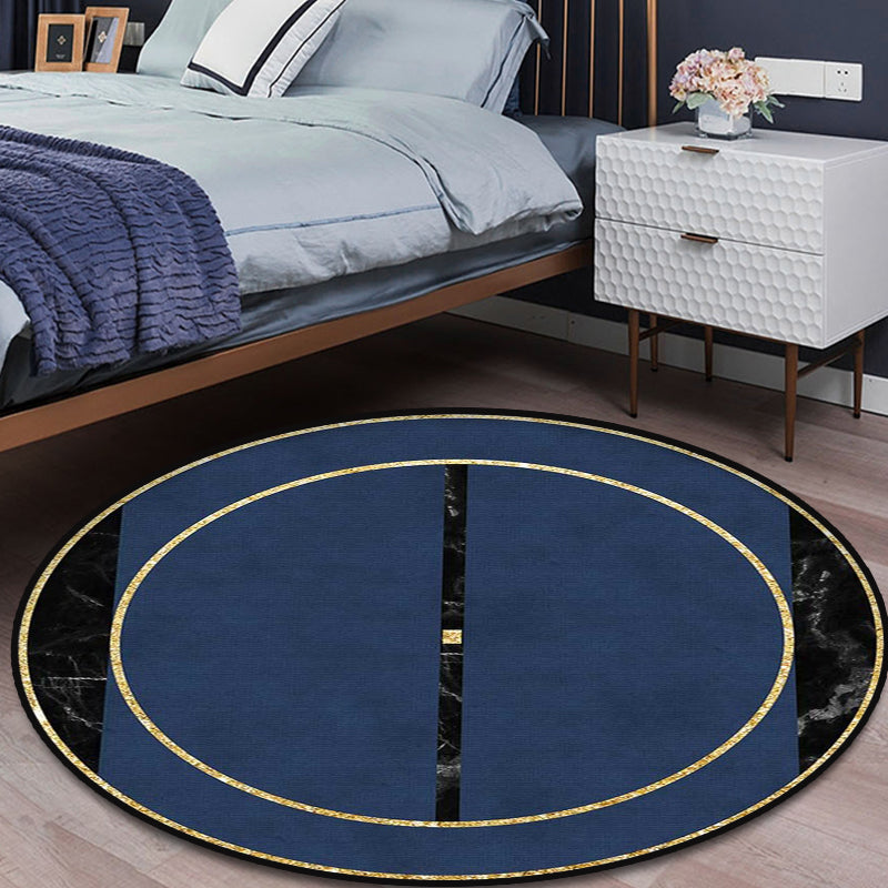 Minimalistic Marble Area Rug Dark Blue Polypropylene Rug Machine Washable Pet Friendly Non-Slip Carpet for Home Blue Clearhalo 'Area Rug' 'Modern' 'Rugs' Rug' 1898516