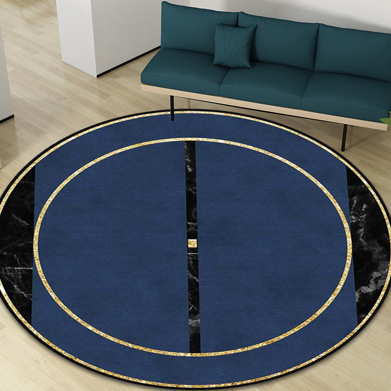 Minimalistic Marble Area Rug Dark Blue Polypropylene Rug Machine Washable Pet Friendly Non-Slip Carpet for Home Clearhalo 'Area Rug' 'Modern' 'Rugs' Rug' 1898517