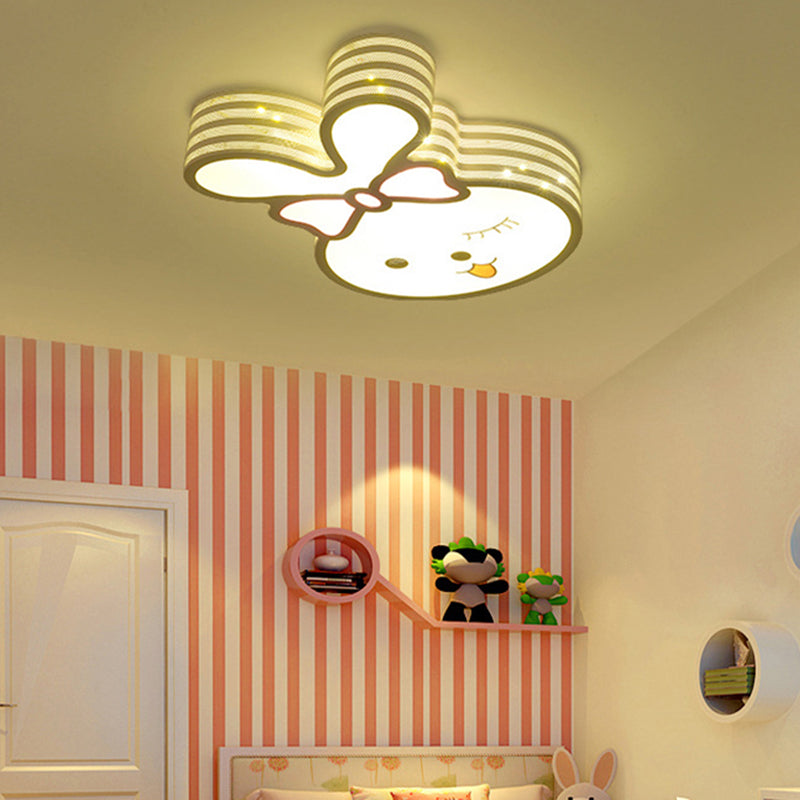 White Cartoon Pattern Ceiling Lamp Modern Lovely Acrylic LED Flush Mount Light for Baby Room White Lovely Rabbit Clearhalo 'Ceiling Lights' 'Close To Ceiling Lights' 'Close to ceiling' 'Flush mount' Lighting' 189858