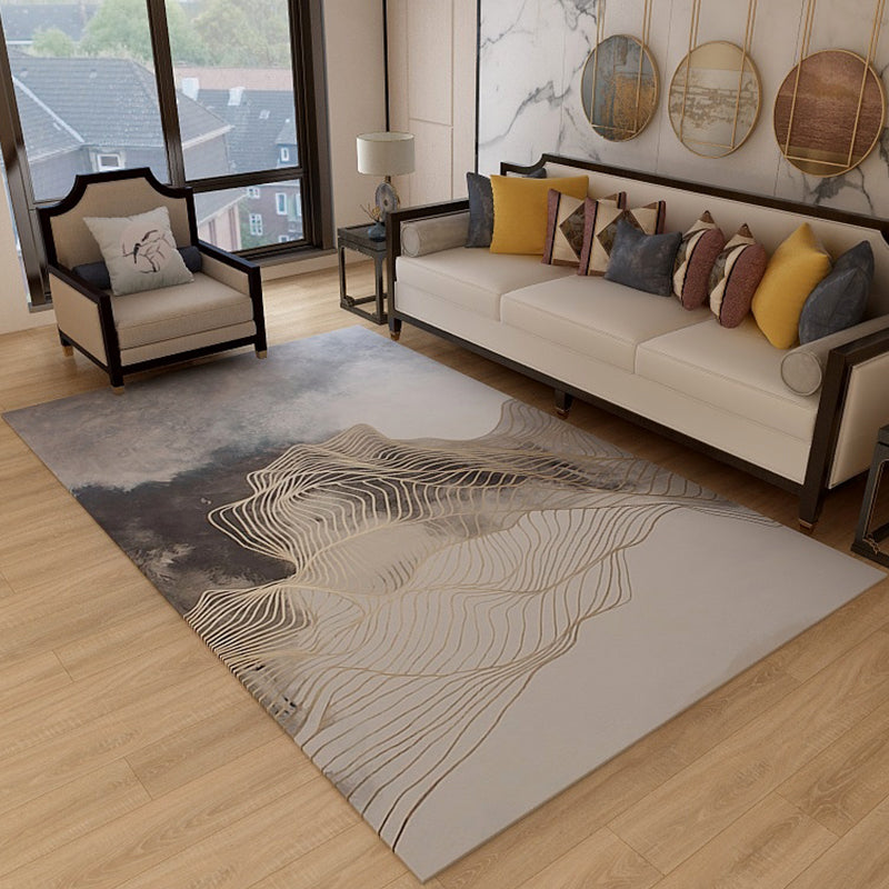 Trendy Flowing Swirls Rug Dark Color Synthetics Carpet Easy Care Anti-Slip Area Rug for Living Room Beige Clearhalo 'Area Rug' 'Rug' 1898607