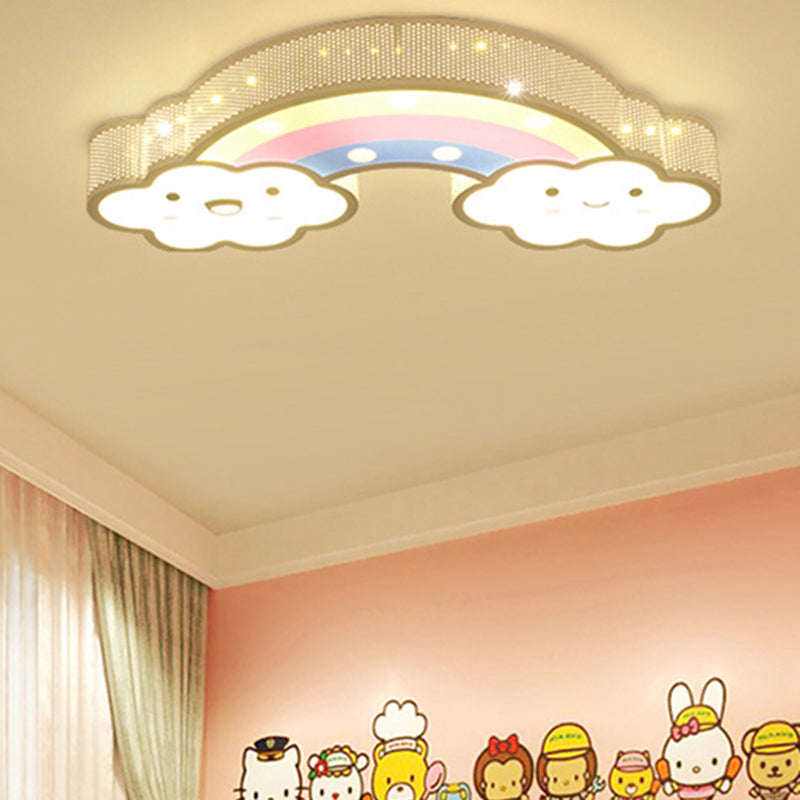 White Cartoon Pattern Ceiling Lamp Modern Lovely Acrylic LED Flush Mount Light for Baby Room White Rainbow Clearhalo 'Ceiling Lights' 'Close To Ceiling Lights' 'Close to ceiling' 'Flush mount' Lighting' 189861