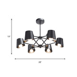 Bucket Shade Study Room Chandelier Metal 6 Lights Modern Pendant Light in Black Clearhalo 'Ceiling Lights' 'Chandeliers' 'Modern Chandeliers' 'Modern' Lighting' 189867