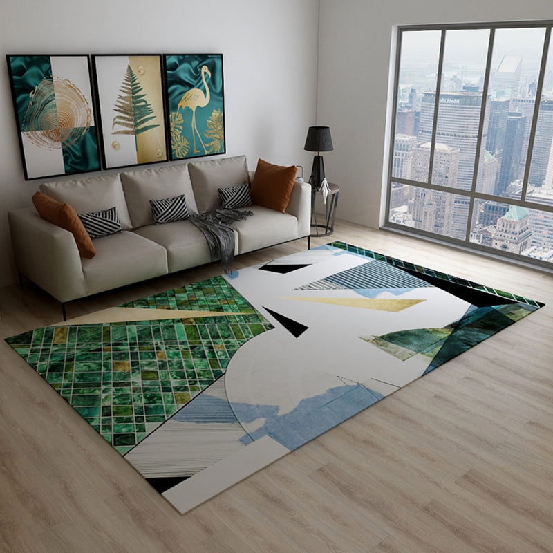 Contemporary House Interior Rug Multi-Colored Geometrical Shapes Carpet Synthetics Anti-Slip Easy Care Rug Dark Green Clearhalo 'Area Rug' 'Modern' 'Rugs' Rug' 1898712