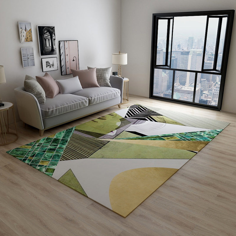 Contemporary House Interior Rug Multi-Colored Geometrical Shapes Carpet Synthetics Anti-Slip Easy Care Rug Turquoise Clearhalo 'Area Rug' 'Modern' 'Rugs' Rug' 1898718