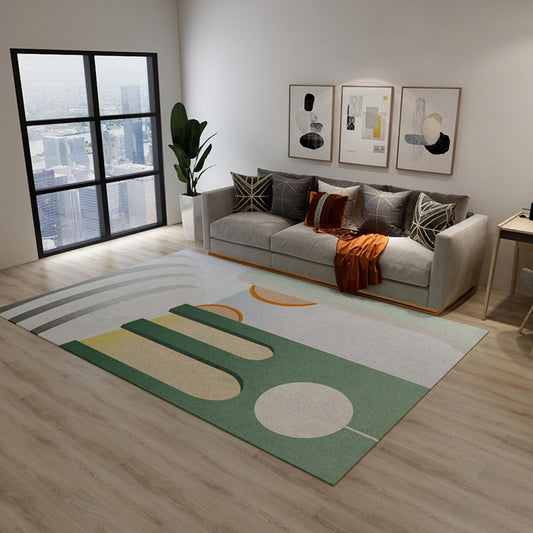 Contemporary House Interior Rug Multi-Colored Geometrical Shapes Carpet Synthetics Anti-Slip Easy Care Rug Green Clearhalo 'Area Rug' 'Modern' 'Rugs' Rug' 1898719