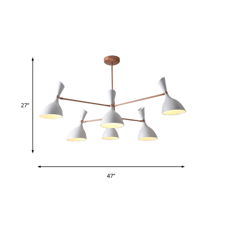 Living Room Funnel Shaped Chandelier with Black/White Shade Metal Contemporary Brass Hanging Light Clearhalo 'Ceiling Lights' 'Chandeliers' 'Modern Chandeliers' 'Modern' Lighting' 189872