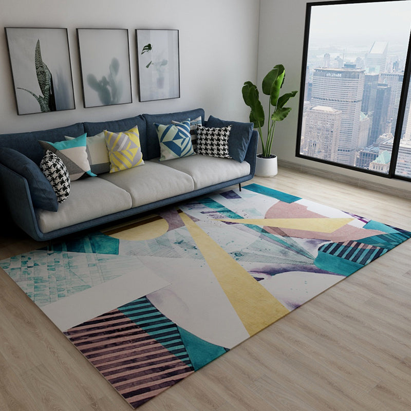 Contemporary House Interior Rug Multi-Colored Geometrical Shapes Carpet Synthetics Anti-Slip Easy Care Rug Beige Clearhalo 'Area Rug' 'Modern' 'Rugs' Rug' 1898720