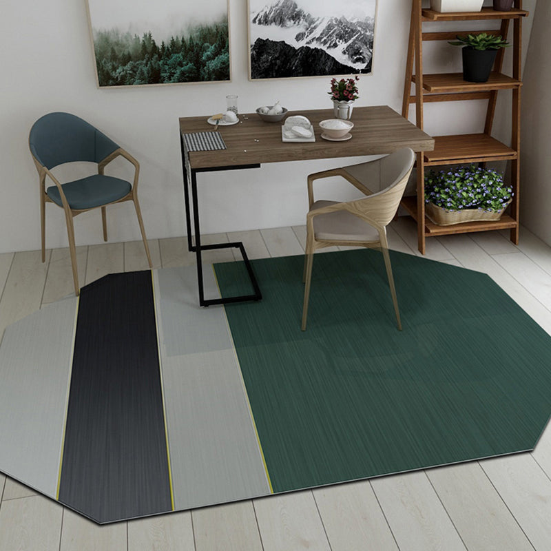 Odd-Shape Geometry Area Rug Dark Color Modern Carpet Polyester Pet Friendly Non-Slip Washable Rug for Home Dark Green Clearhalo 'Area Rug' 'Modern' 'Rugs' Rug' 1898739