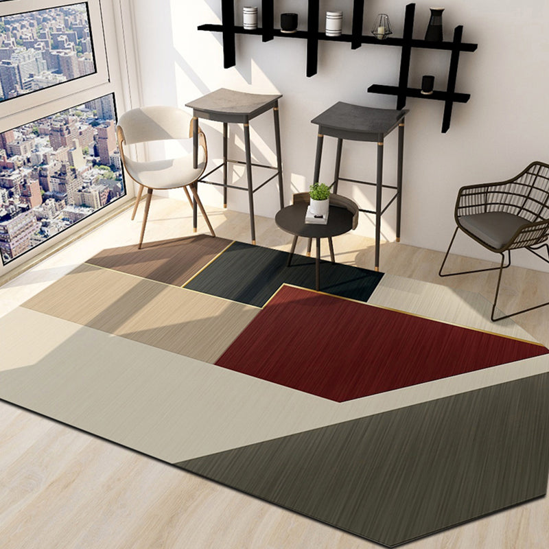 Odd-Shape Geometry Area Rug Dark Color Modern Carpet Polyester Pet Friendly Non-Slip Washable Rug for Home Red Clearhalo 'Area Rug' 'Modern' 'Rugs' Rug' 1898740