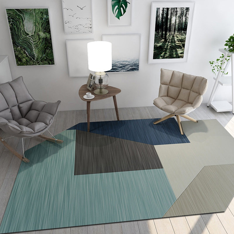 Dark Bedroom Rug Modern Color Blocking Geometric Carpet Synthetics Anti-Slip Backing Indoor Rug Blue Clearhalo 'Area Rug' 'Modern' 'Rugs' Rug' 1898748