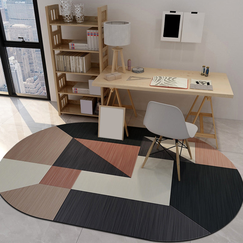 Dark Bedroom Rug Modern Color Blocking Geometric Carpet Synthetics Anti-Slip Backing Indoor Rug Black Clearhalo 'Area Rug' 'Modern' 'Rugs' Rug' 1898752