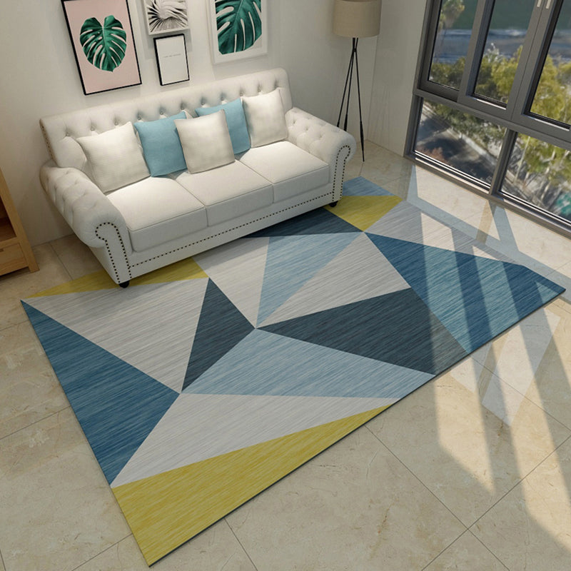 Novelty Geometric Pattern Patchwork Rug Multi-Colored Modern Carpet Polypropylene Anti-Slip Rug for Living Room Ocean Blue Clearhalo 'Area Rug' 'Modern' 'Rugs' Rug' 1898759