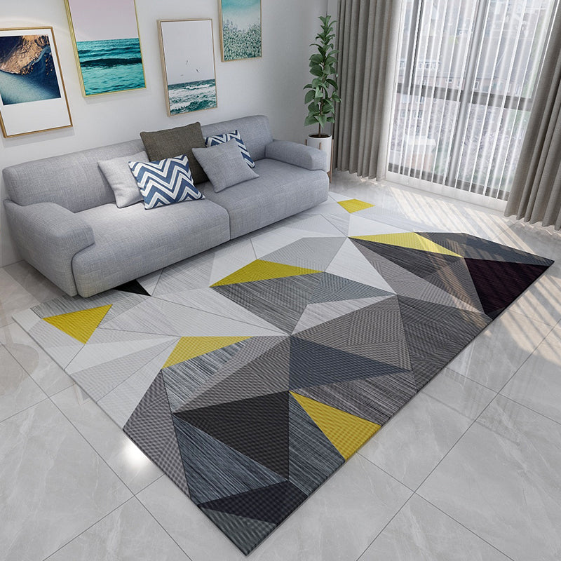 Stylish Multi Color Contemporary Rug Polyester Colorblock Geometrical Rug Stain Resistant Carpet for Home Grey Clearhalo 'Area Rug' 'Modern' 'Rugs' Rug' 1898763