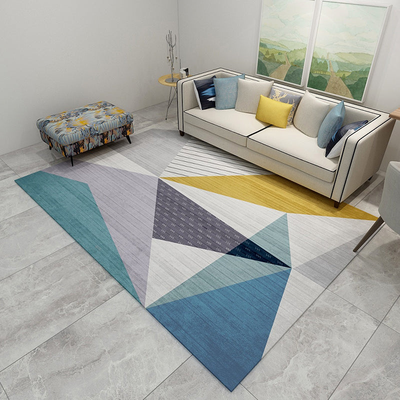 Stylish Multi Color Contemporary Rug Polyester Colorblock Geometrical Rug Stain Resistant Carpet for Home Blue Clearhalo 'Area Rug' 'Modern' 'Rugs' Rug' 1898769