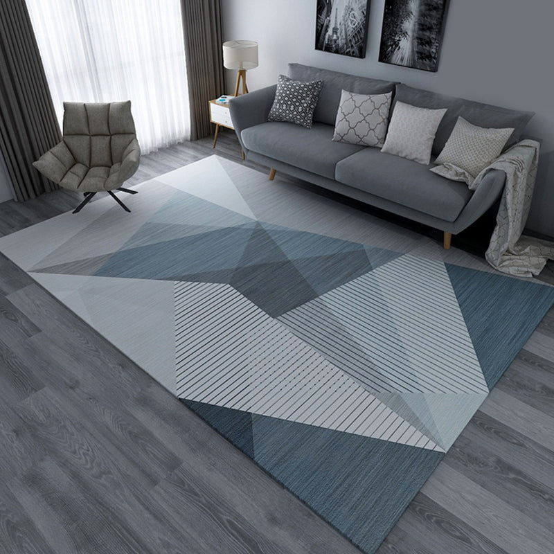 Modern Home Area Rug Multicolor Triangle Color Blocking Carpet Synthetics Washable Non-Slip Rug Ocean Blue Clearhalo 'Area Rug' 'Modern' 'Rugs' Rug' 1898779