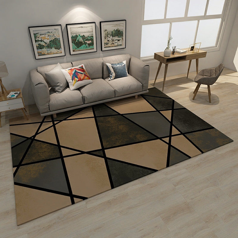 Modern Home Area Rug Multicolor Triangle Color Blocking Carpet Synthetics Washable Non-Slip Rug Black Clearhalo 'Area Rug' 'Modern' 'Rugs' Rug' 1898780