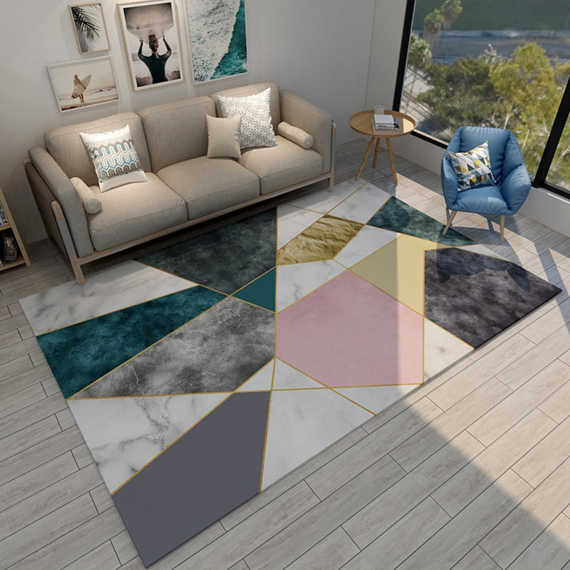 Modern Home Area Rug Multicolor Triangle Color Blocking Carpet Synthetics Washable Non-Slip Rug Grey Clearhalo 'Area Rug' 'Modern' 'Rugs' Rug' 1898781