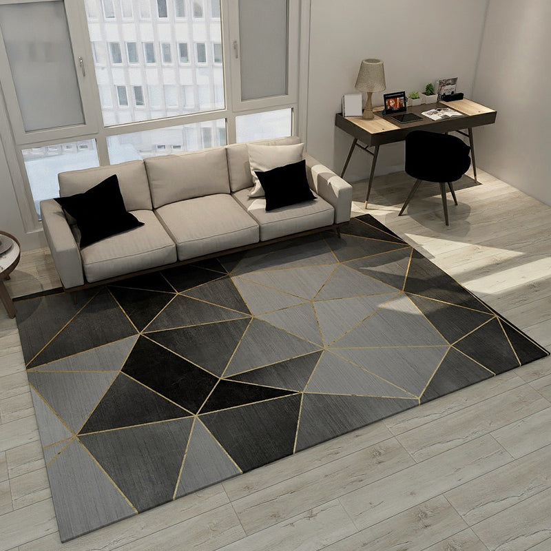 Multi-Color Modern Rug Polypropylene Geometrical Shapes Area Carpet Anti-Slip Backing Pet Friendly Rug for Room Black Clearhalo 'Area Rug' 'Modern' 'Rugs' Rug' 1898789