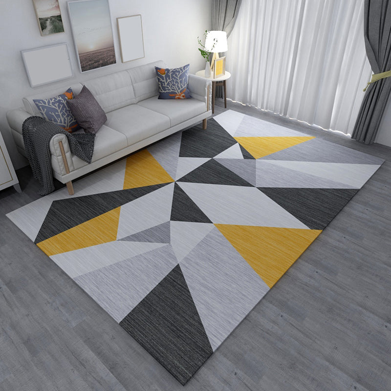 Stylish Geometric Rug Multi Colored Contemporary Indoor Rug Polyester Easy Care Non-Slip Area Carpet for Home Black Clearhalo 'Area Rug' 'Modern' 'Rugs' Rug' 1898800