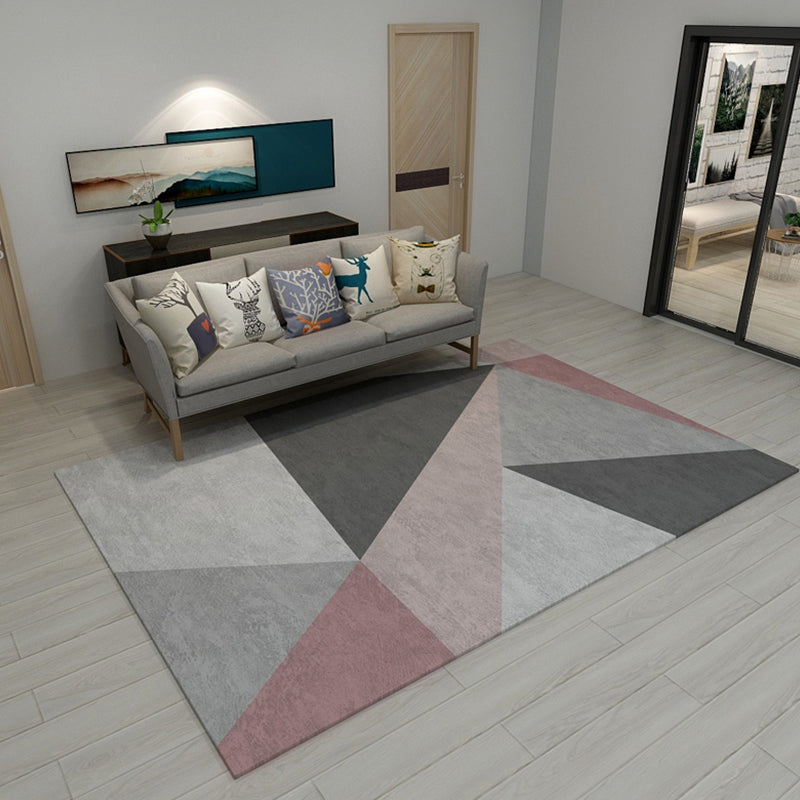 Scandinavian Living Room Rug Soft Color Geometry Carpet Polypropylene Non-Slip Machine Wash Rug Dark Gray Clearhalo 'Area Rug' 'Modern' 'Rugs' Rug' 1898823