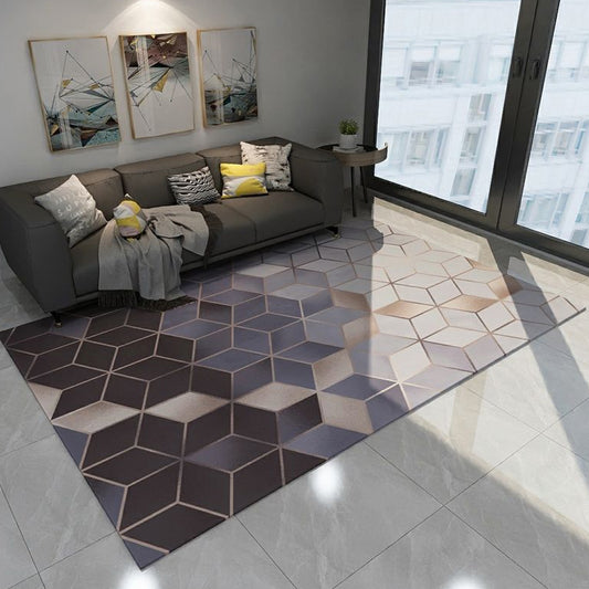 Scandinavian Living Room Rug Soft Color Geometry Carpet Polypropylene Non-Slip Machine Wash Rug Purple Clearhalo 'Area Rug' 'Modern' 'Rugs' Rug' 1898824