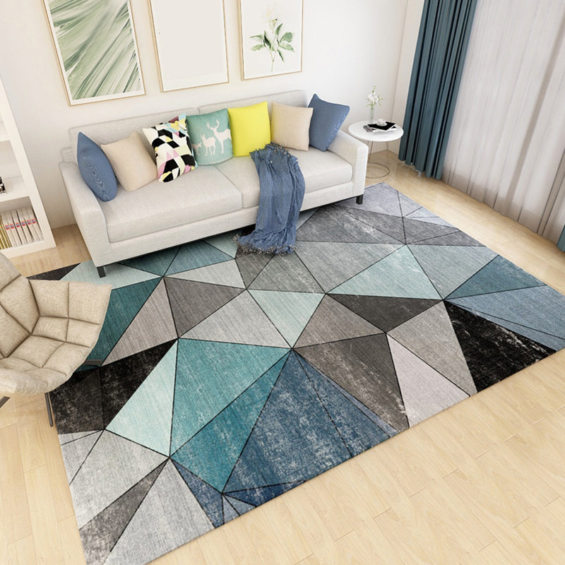 Dark Modern Style Rug Polyester Colorblock Geometric Patterned Rug Machine Wash Anti-Slip Carpet for Room Blue Clearhalo 'Area Rug' 'Modern' 'Rugs' Rug' 1898825