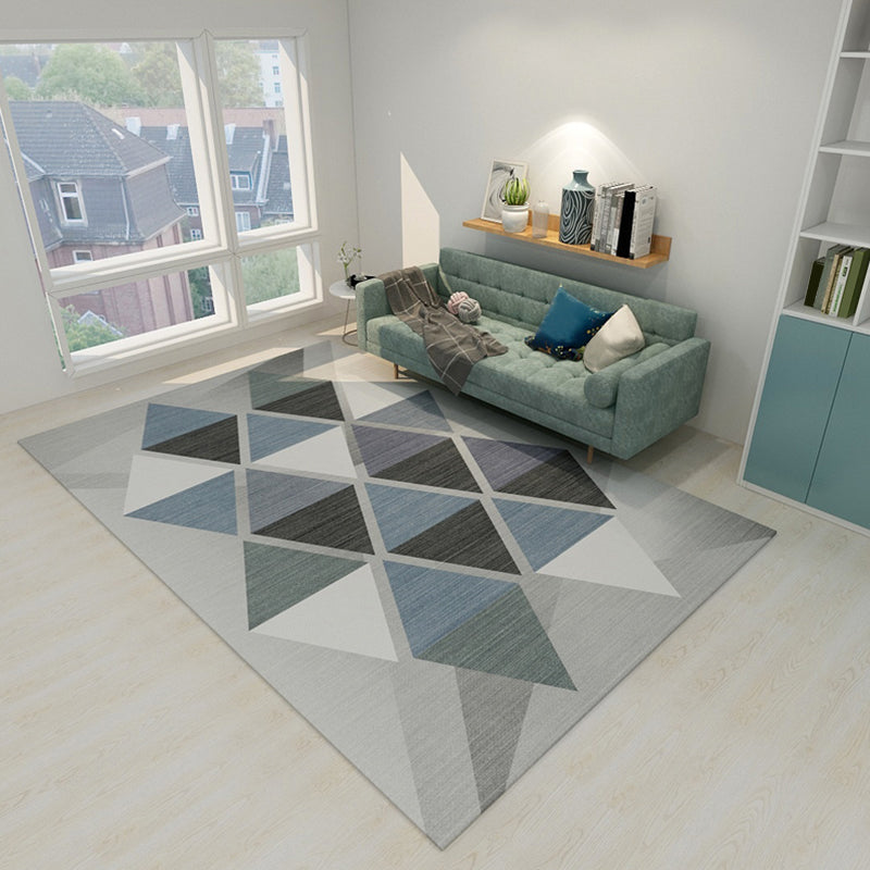 Dark Modern Style Rug Polyester Colorblock Geometric Patterned Rug Machine Wash Anti-Slip Carpet for Room Dark Blue Clearhalo 'Area Rug' 'Modern' 'Rugs' Rug' 1898834