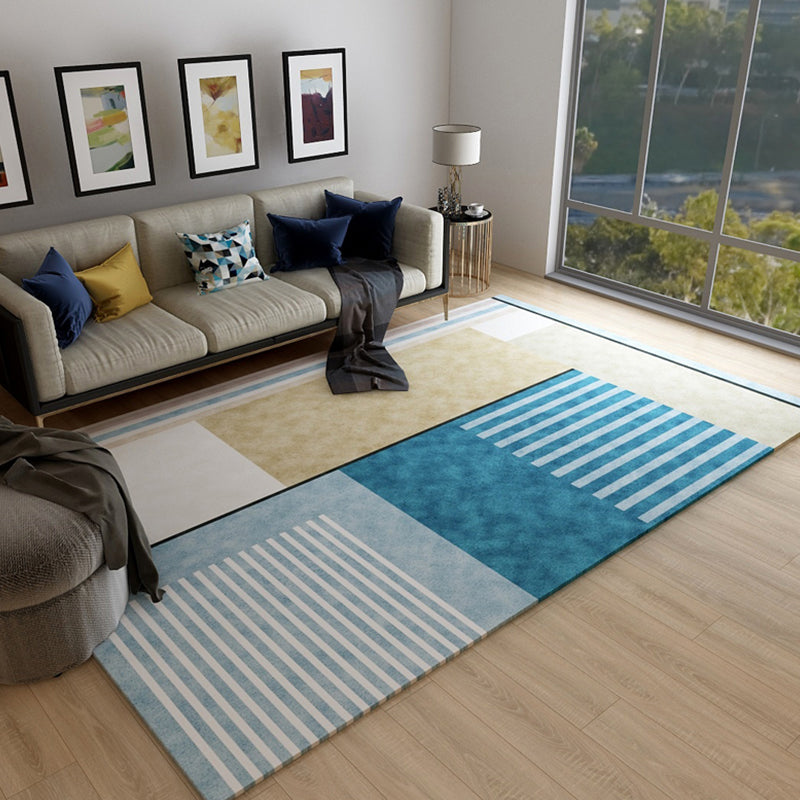 Multi Color Living Room Rug Bold Stripe and Geometric Carpet Synthetics Easy Care Indoor Rug Blue Clearhalo 'Area Rug' 'Modern' 'Rugs' Rug' 1898836