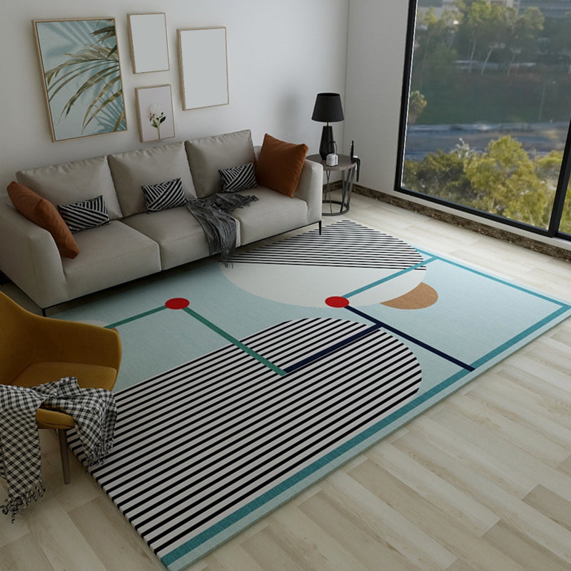 Multi Color Living Room Rug Bold Stripe and Geometric Carpet Synthetics Easy Care Indoor Rug Sky Blue Clearhalo 'Area Rug' 'Modern' 'Rugs' Rug' 1898842