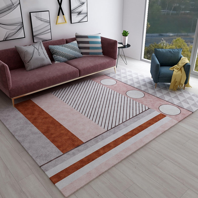 Multi Color Living Room Rug Bold Stripe and Geometric Carpet Synthetics Easy Care Indoor Rug Red Clearhalo 'Area Rug' 'Modern' 'Rugs' Rug' 1898843