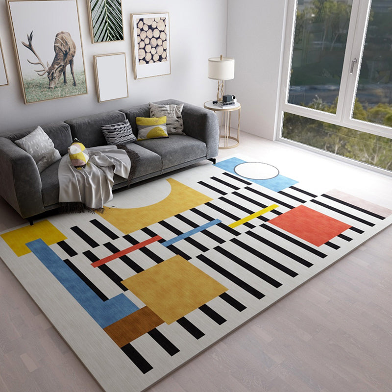 Multi Color Living Room Rug Bold Stripe and Geometric Carpet Synthetics Easy Care Indoor Rug Beige Clearhalo 'Area Rug' 'Modern' 'Rugs' Rug' 1898844