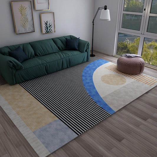 Multi Color Living Room Rug Bold Stripe and Geometric Carpet Synthetics Easy Care Indoor Rug Black Clearhalo 'Area Rug' 'Modern' 'Rugs' Rug' 1898845