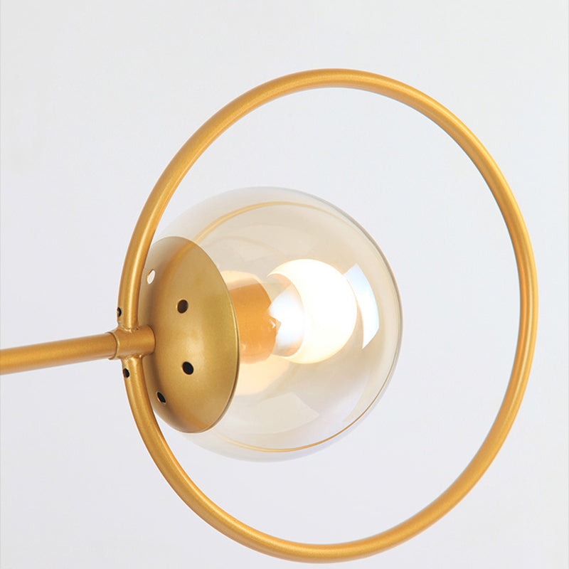 Clear Glass Modo Hanging Light with Ring 2 lights Modern Chandelier in Gold for Bedroom Clearhalo 'Ceiling Lights' 'Chandeliers' 'Modern Chandeliers' 'Modern' Lighting' 189890