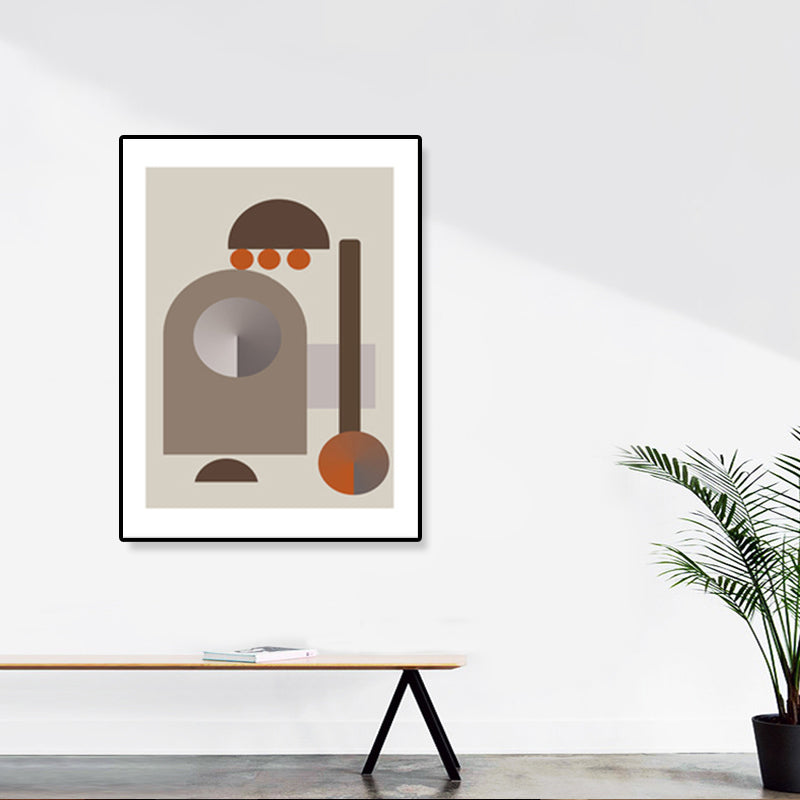 Illustration Geometric Canvas Print Textured Nordic Kitchen Wall Art in Pastel Color Brown Clearhalo 'Arts' 'Canvas Art' 1898933