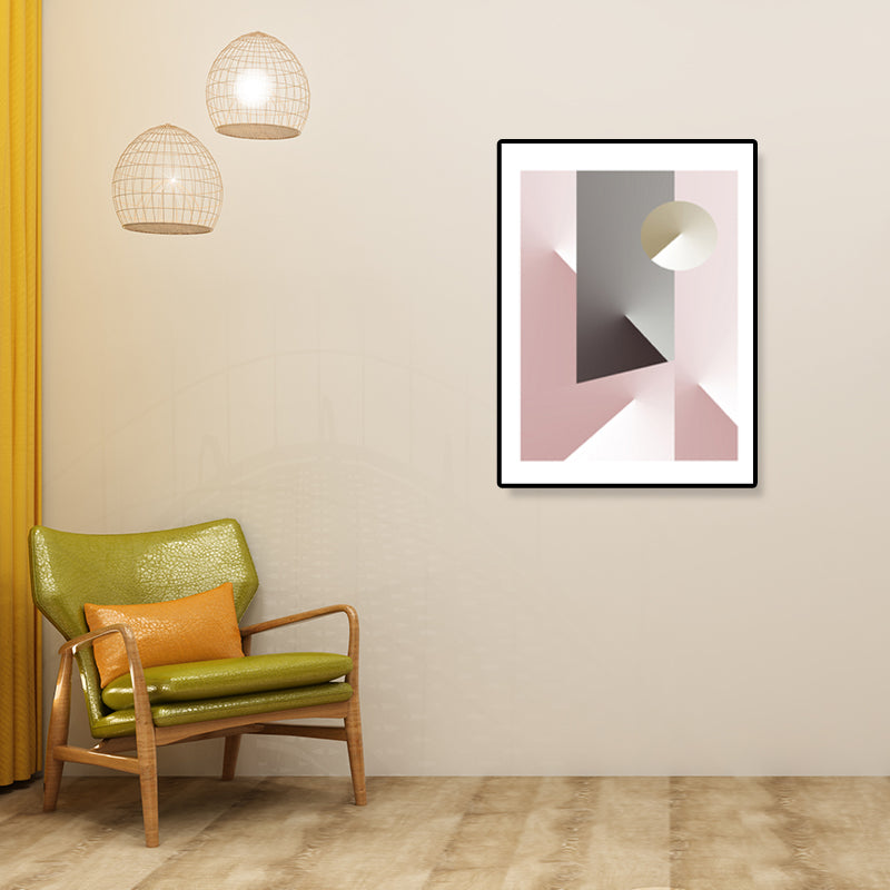 Illustration Geometric Canvas Print Textured Nordic Kitchen Wall Art in Pastel Color Pink Clearhalo 'Arts' 'Canvas Art' 1898949