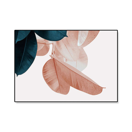 Noordse illustratie Leaf Wall Art Girls slaapkamer canvas in roze, meerdere maten beschikbaar