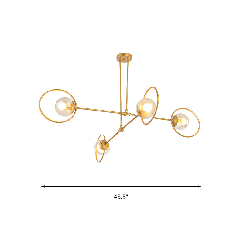 Simple Stacked Chandelier Multi-Head Metal Suspension Light with Ring in Gold for Villa Clearhalo 'Ceiling Lights' 'Chandeliers' 'Modern Chandeliers' 'Modern' Lighting' 189919