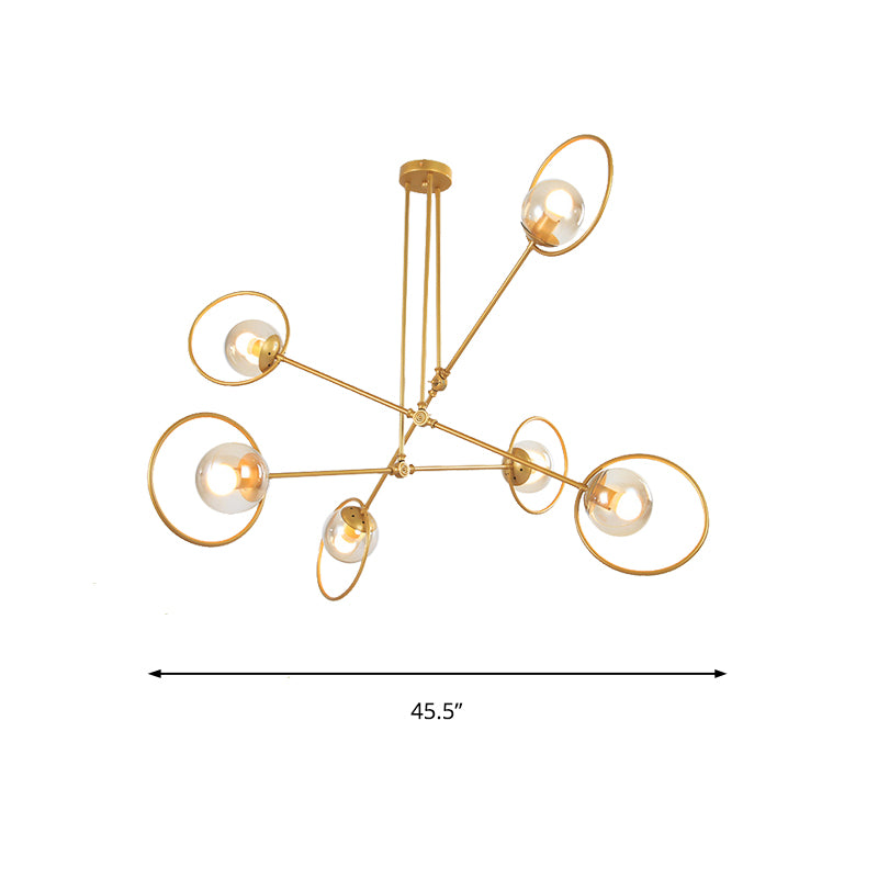 Simple Stacked Chandelier Multi-Head Metal Suspension Light with Ring in Gold for Villa Clearhalo 'Ceiling Lights' 'Chandeliers' 'Modern Chandeliers' 'Modern' Lighting' 189923