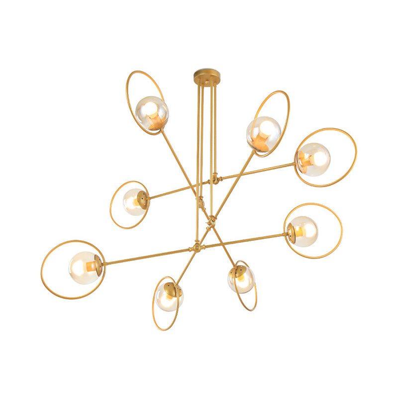 Simple Stacked Chandelier Multi-Head Metal Suspension Light with Ring in Gold for Villa Clearhalo 'Ceiling Lights' 'Chandeliers' 'Modern Chandeliers' 'Modern' Lighting' 189925