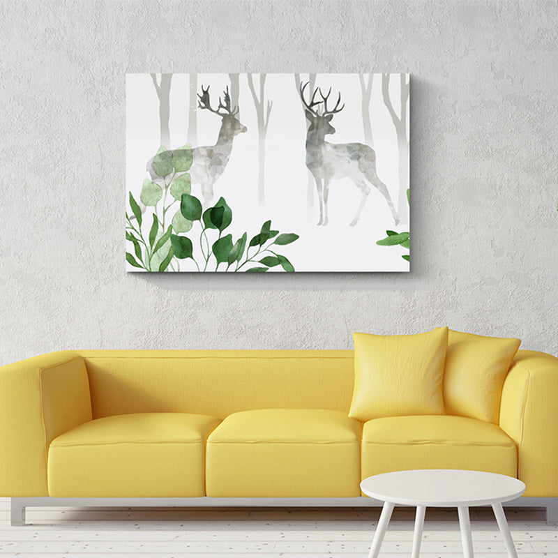 Drawing Print Scenery Wall Art Textured Nordic Sitting Room Canvas in Light Color Grey Clearhalo 'Arts' 'Canvas Art' 1899346