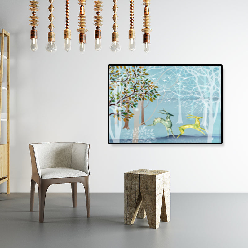 Drawing Print Scenery Wall Art Textured Nordic Sitting Room Canvas in Light Color Clearhalo 'Arts' 'Canvas Art' 1899355