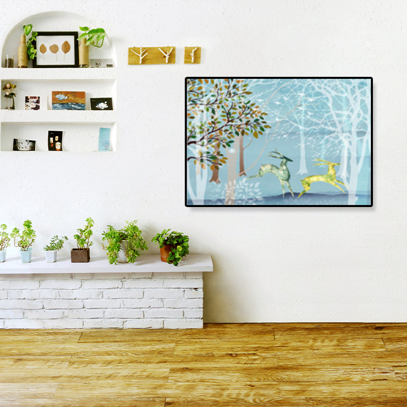 Drawing Print Scenery Wall Art Textured Nordic Sitting Room Canvas in Light Color Clearhalo 'Arts' 'Canvas Art' 1899356