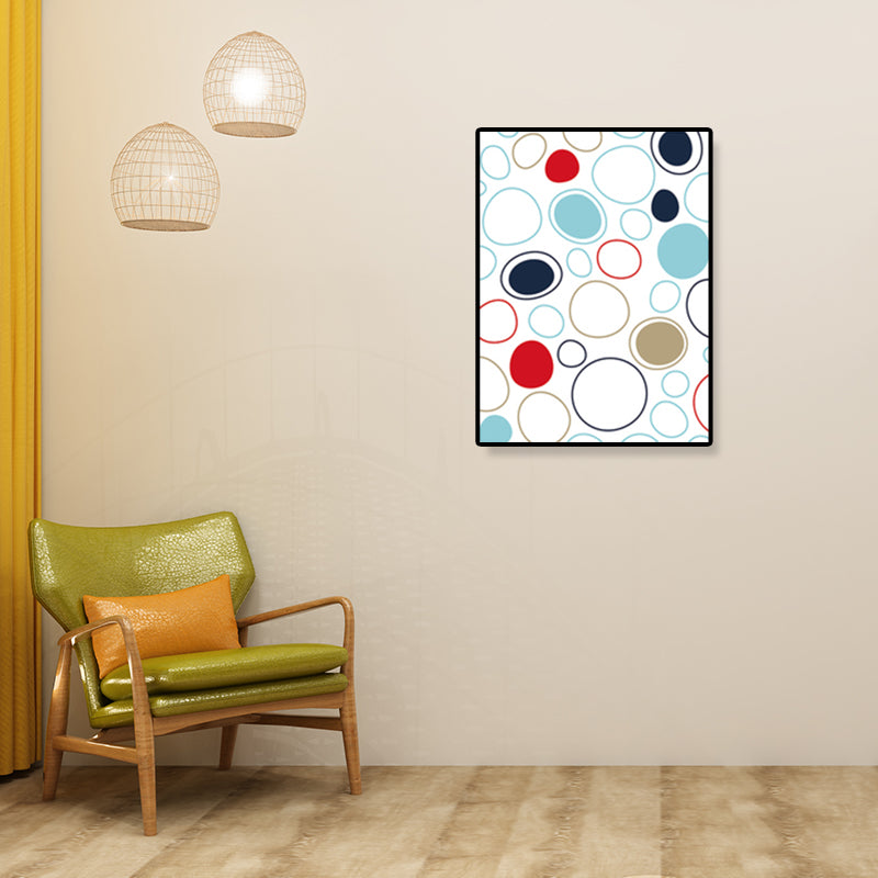 Geometrical Wall Art Nordic Lovely Bubbles Canvas Print in White for Living Room Clearhalo 'Arts' 'Canvas Art' 1899502