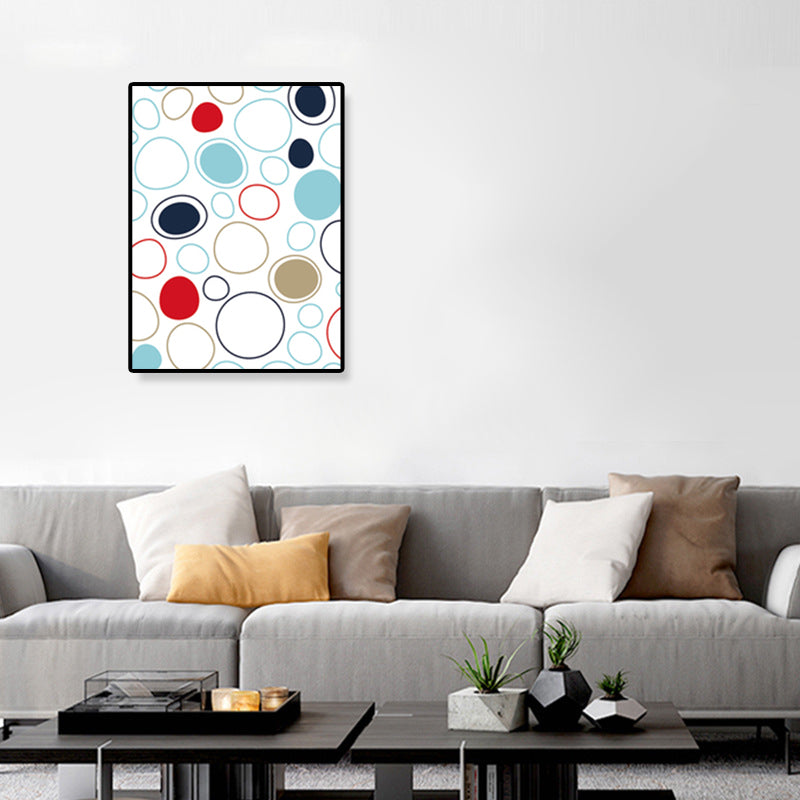 Geometrical Wall Art Nordic Lovely Bubbles Canvas Print in White for Living Room Clearhalo 'Arts' 'Canvas Art' 1899503