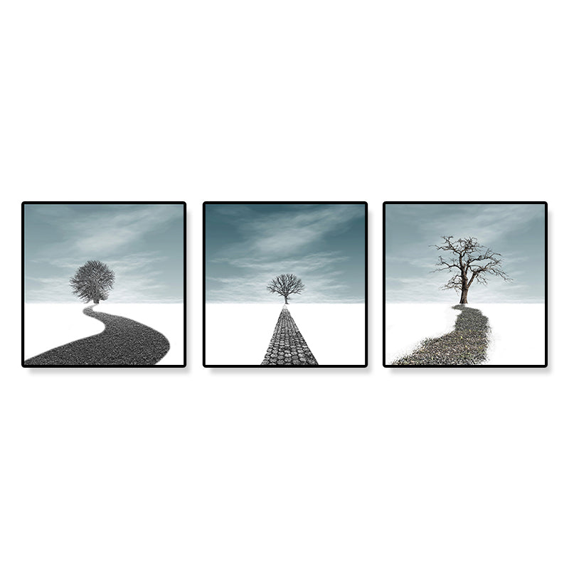 Road and Tree Scenery Canvas Art Contemporary Textured Wall Decor for Home (Set of 3) Clearhalo 'Arts' 'Canvas Art' 1899554