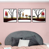 Road and Tree Scenery Canvas Art Contemporary Textured Wall Decor for Home (Set of 3) Clearhalo 'Arts' 'Canvas Art' 1899559