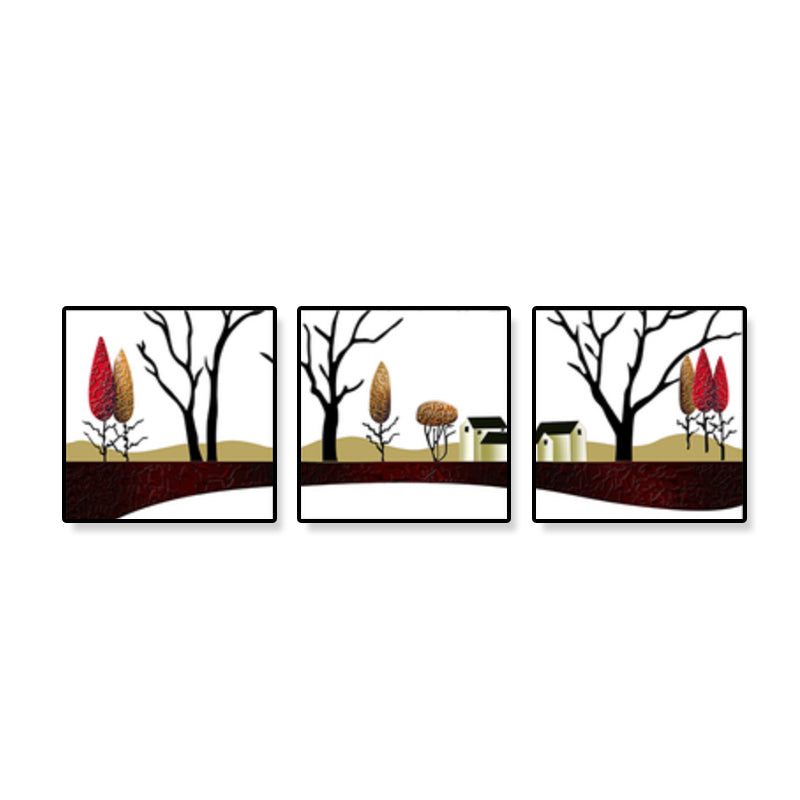 Road and Tree Scenery Canvas Art Contemporary Textured Wall Decor for Home (Set of 3) Clearhalo 'Arts' 'Canvas Art' 1899561